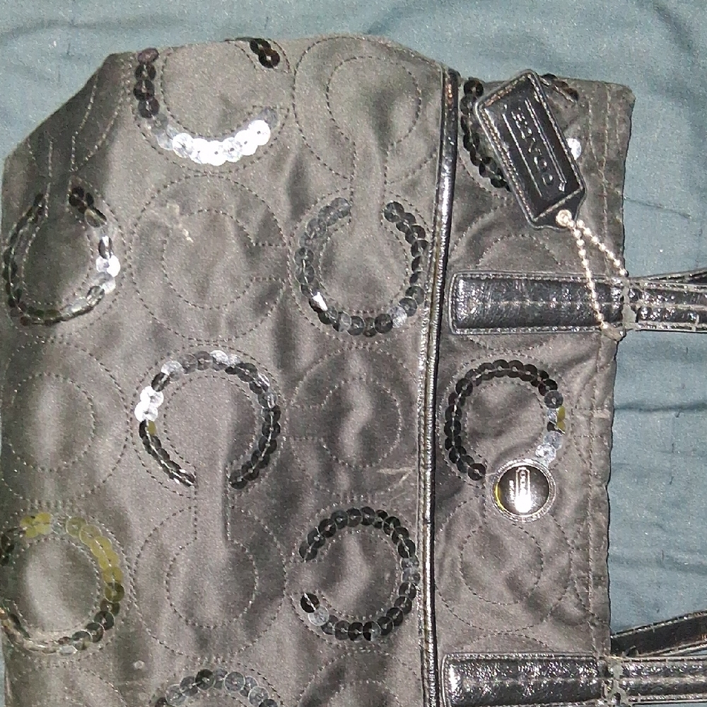 Coach Black Sequin Tote Bag